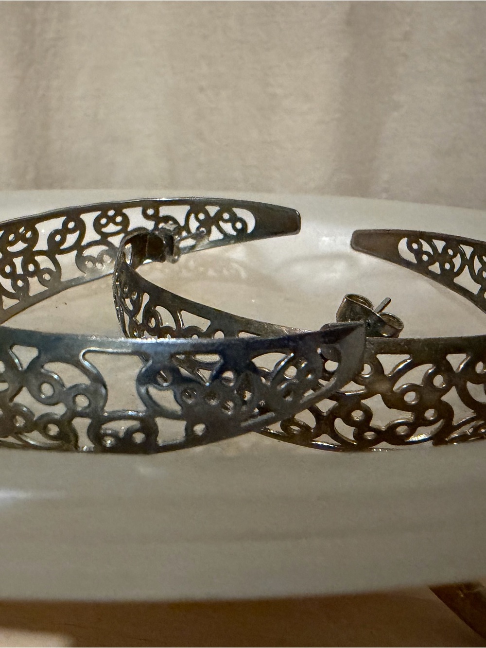 Silver Filigree Hoop Earrings - Elegant Women's Jewelry